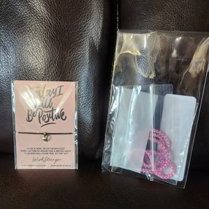 Black Bracelet  and pink Necklace